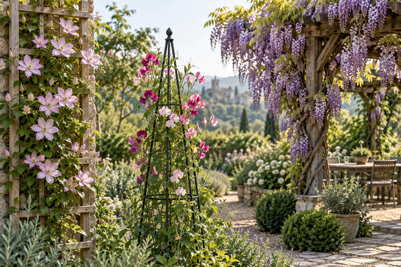 Plantes à fleurs grimpantes : choisissez un support adapté à chaque vigueur